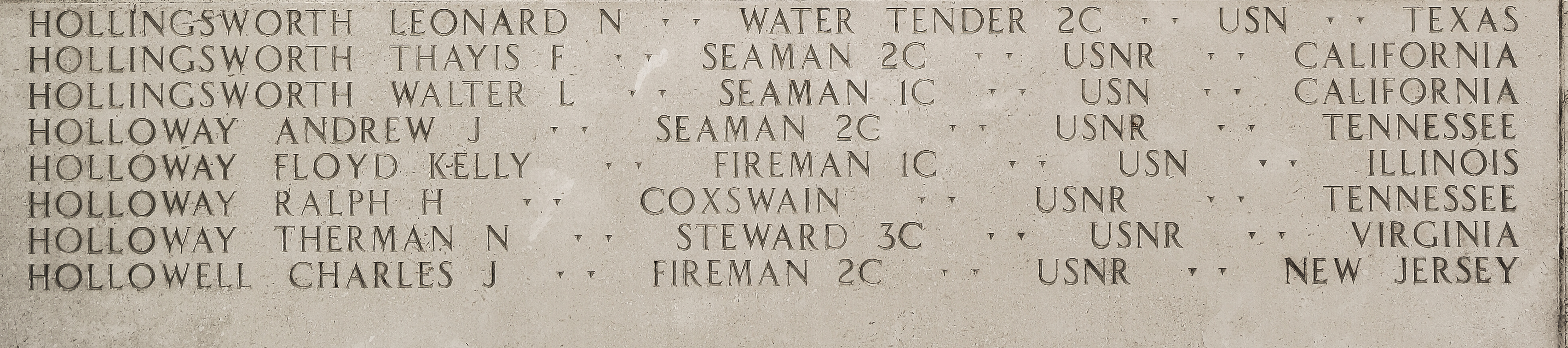 Therman N. Holloway, Steward Third Class